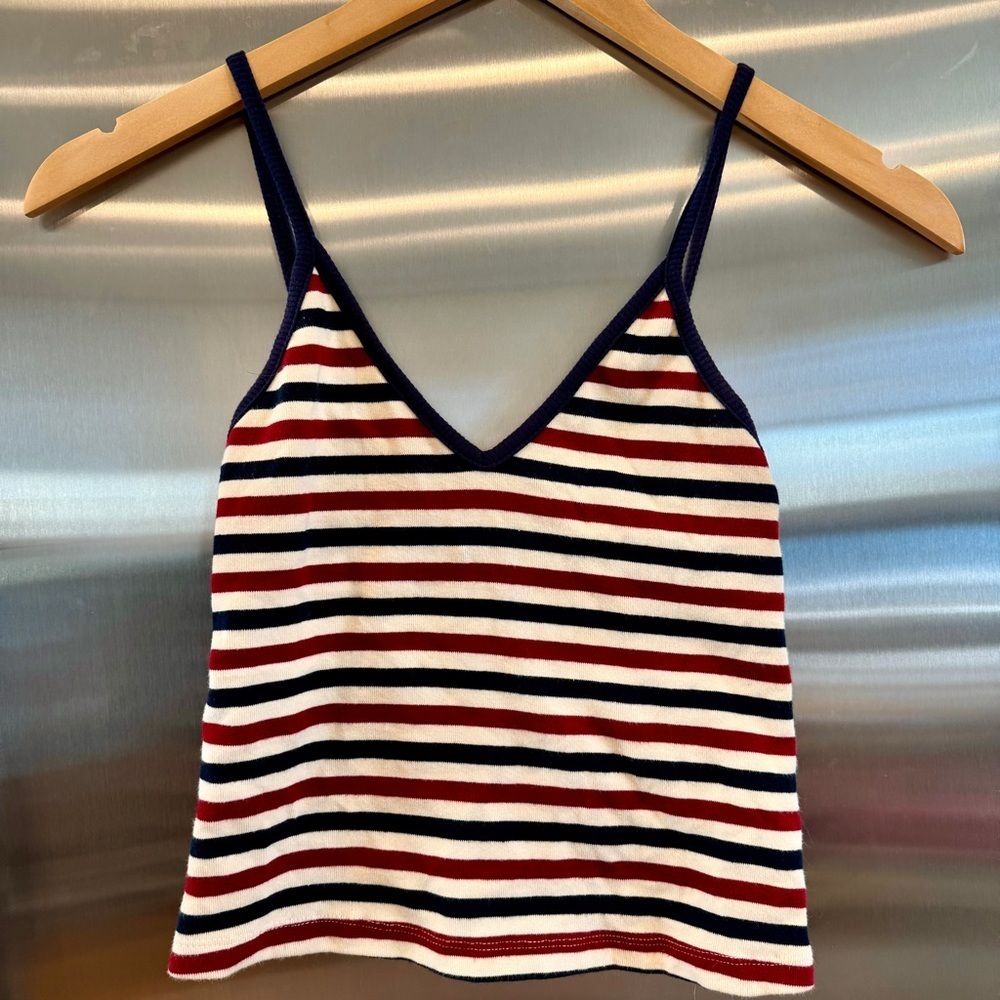 GUC Brandy Melville Stripe Tank Top Crop Shirt Knit Red Blue